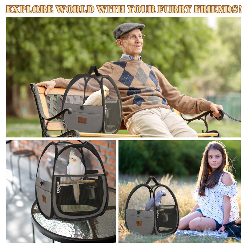 Cage à oiseau, porte-oiseau pour voyage avec fenêtres transparentes, sac pour animal de compagnie portable pour perroquet, visite de Vet, extérieur, petits animaux