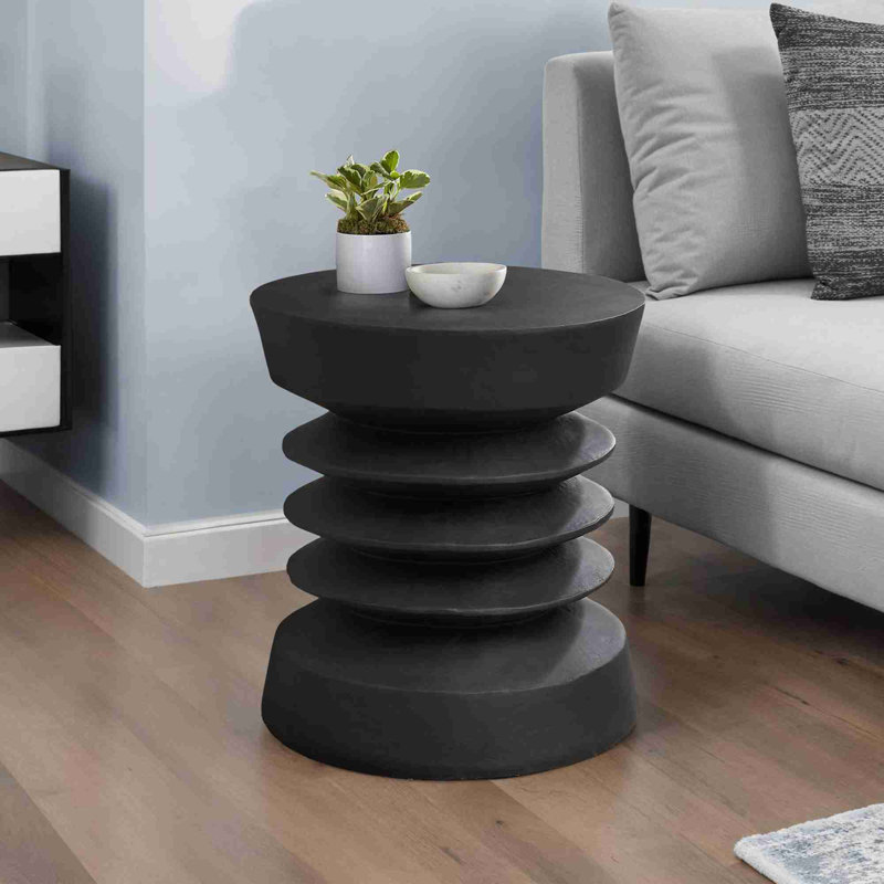 Magnesium Oxide Round End Table, Black