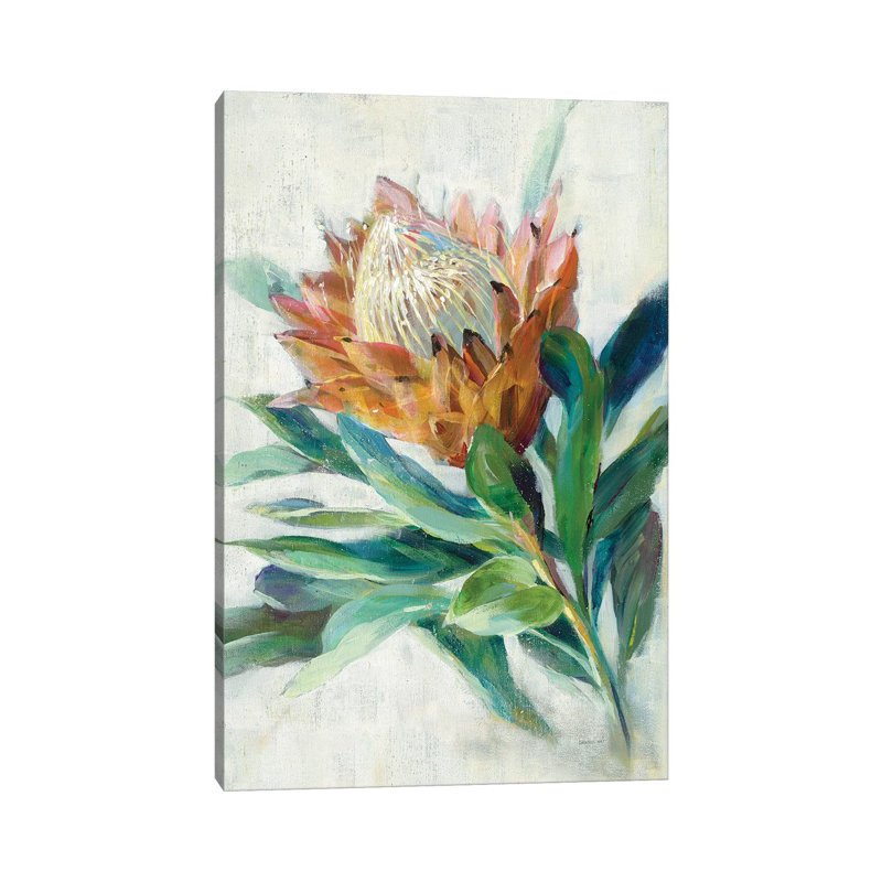 Protea par Danhui Nai - reproduction, H 48 po x l 32 po x P 1,5 po, Toile tendue, Pas de tapis