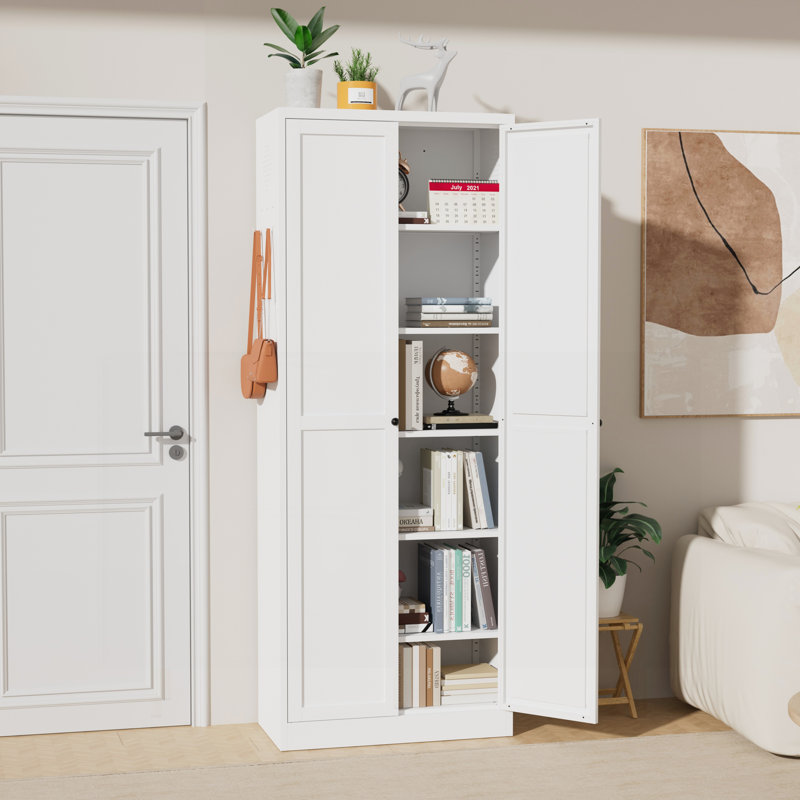Lavande de garde-manger en métal de 72 pouces avec 5 tablettes réglables, organisateur de rangement autoportant robuste, assemblage sans outil pour la maison