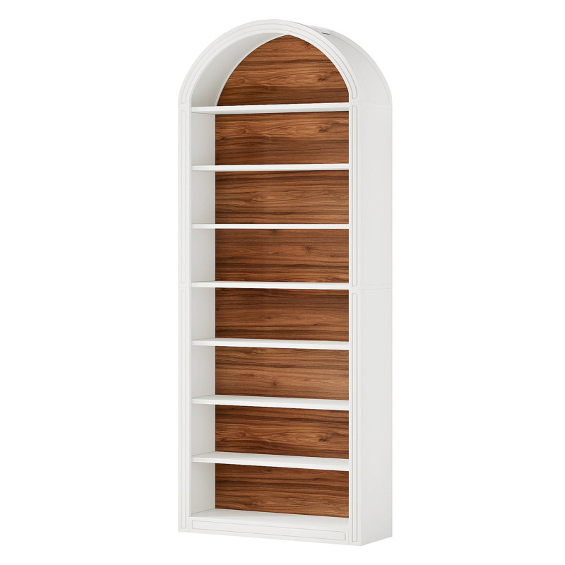Étagère de rangement ouverte 79,53 "de haut à 8 niveaux blanche et brune pour salon, bureau, chambre à coucher, Blanc