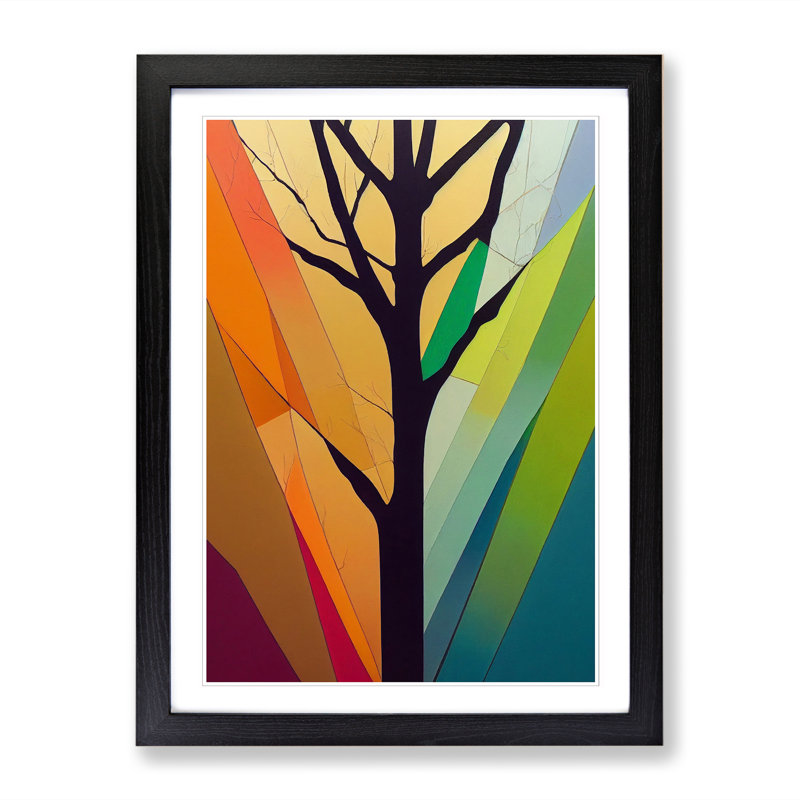 FRM-V0523-2534X Tree Abstract Block Vol.2 1 Piece Single Picture Frame Wall Art, 46cm H x 34cm W x 2cm D, Black