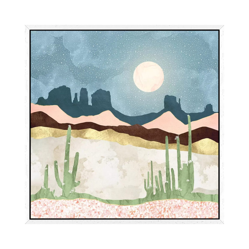 Desert Bloom - Print on Canvas, 45.72 cm H x 45.72 cm W, White Framed