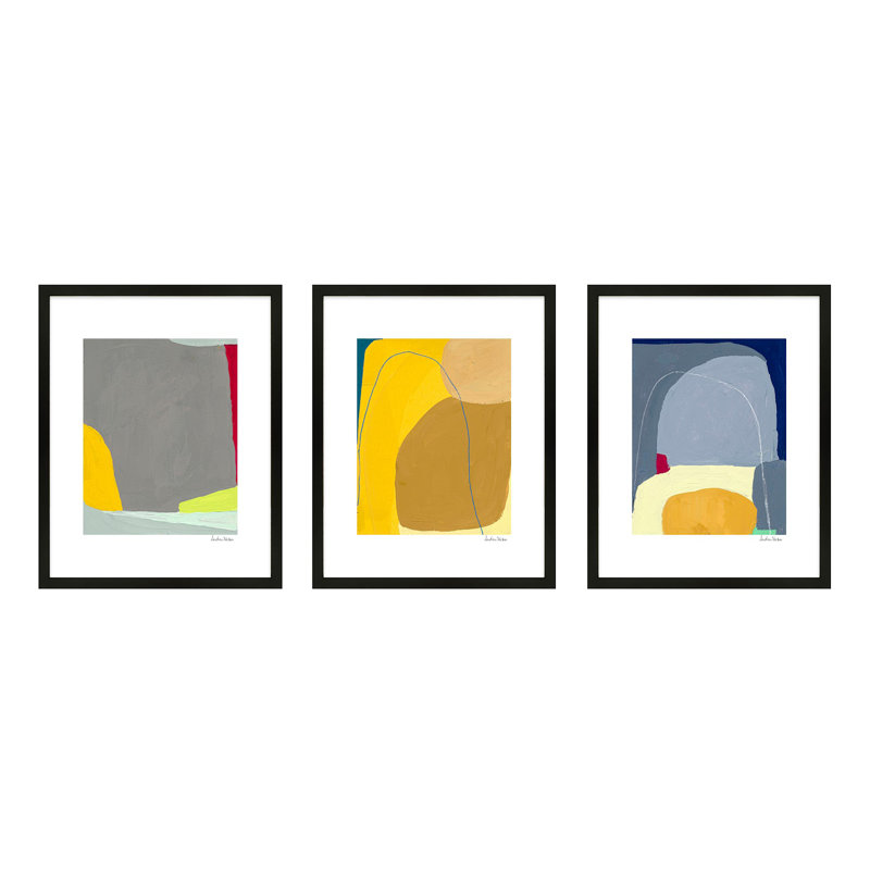 «Grania Trio 2» par Andrea Stokes, reproduction d'art sur papier, H 20 po x l 16 po x P 1,25 po, Cadre noir