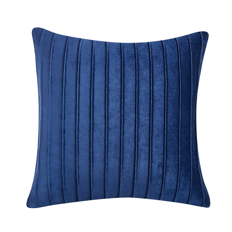 Striped Velvet Throw Pillow, 18" x 18", Navy