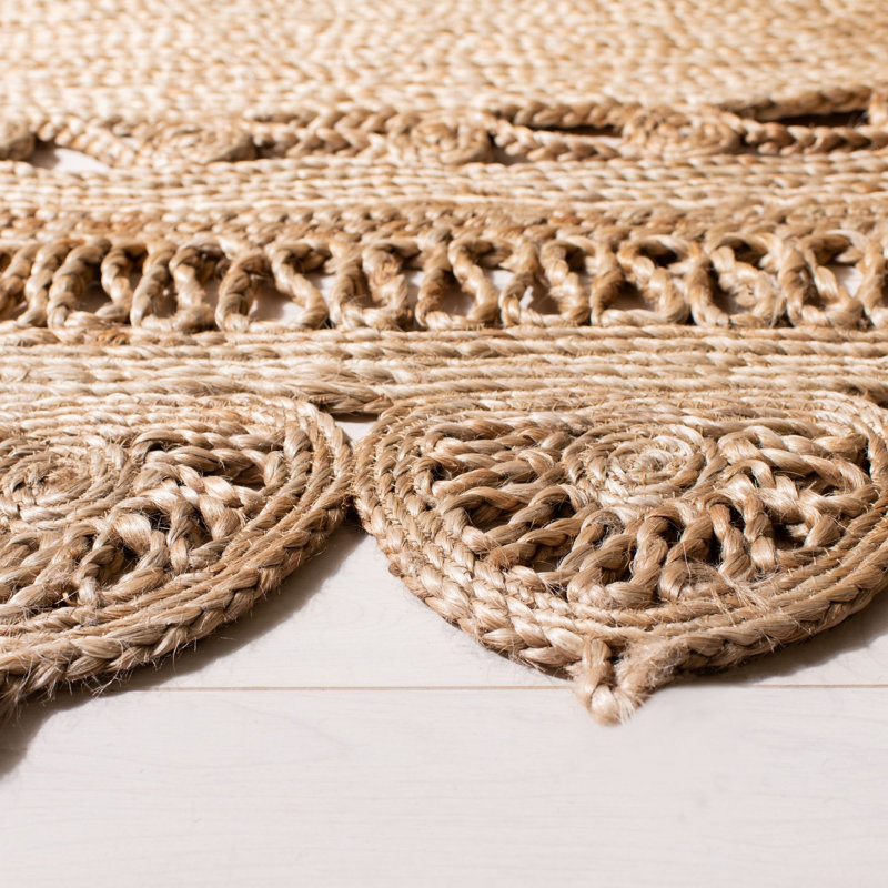 Varshini Natural Fiber Hand Woven Jute Solid Color Rug, Oval 4' x 6'
