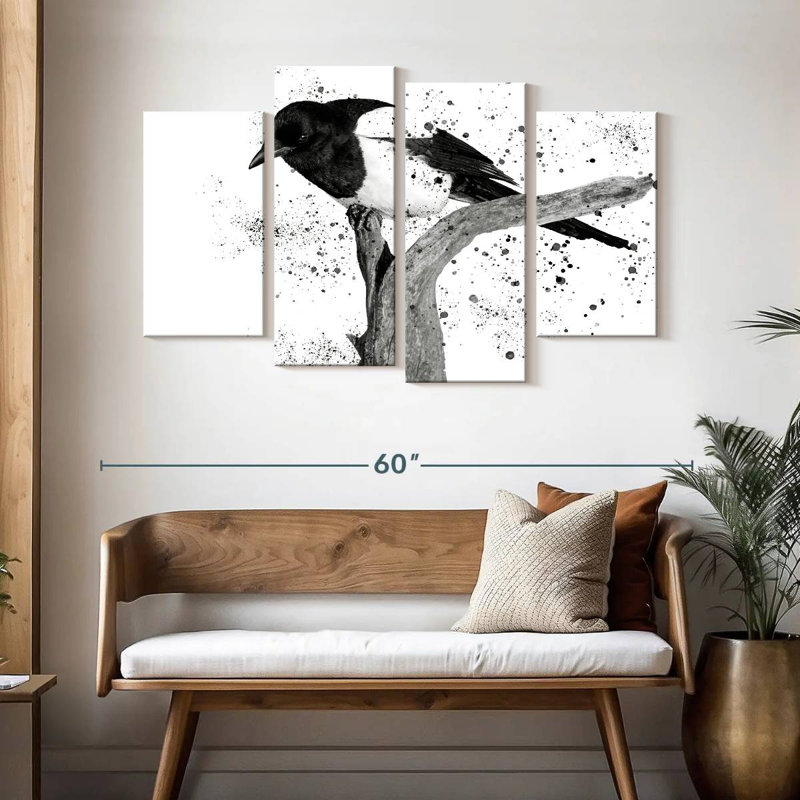 Black And White Bird, H 32 po x l 52 po