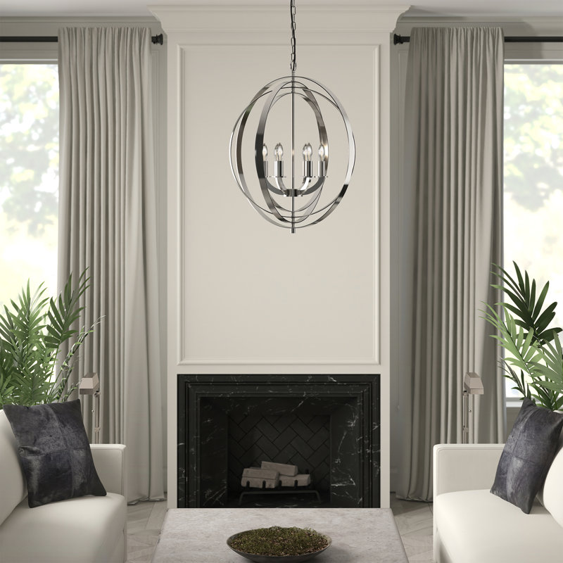 Transitional 6 Light Globe Chandelier, Chrome