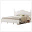 Structure de lit plateforme très grand avec tête de lit à vagues rétro, support de lattes en bois, aucun sommier requis, assemblage facile, structure robuste, mobilier de chambre à coucher avec design rétro classique, blanc