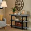 Console média de 48 po avec structure en bois massif et en métal et deux tablettes de style industriel rustique Rundell-296065260
