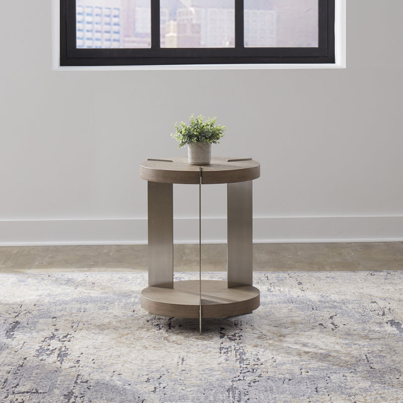 Euzelia Chairside Table w/ Metal Legs