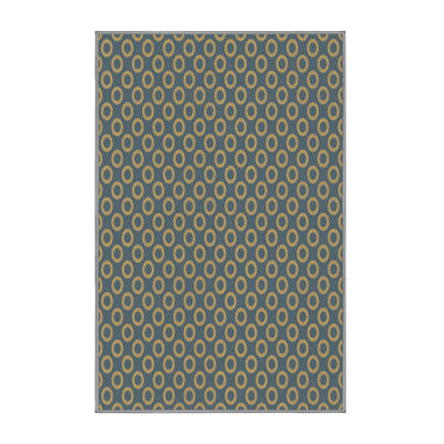 Tapis bleu marine/beige à motifs Holloman