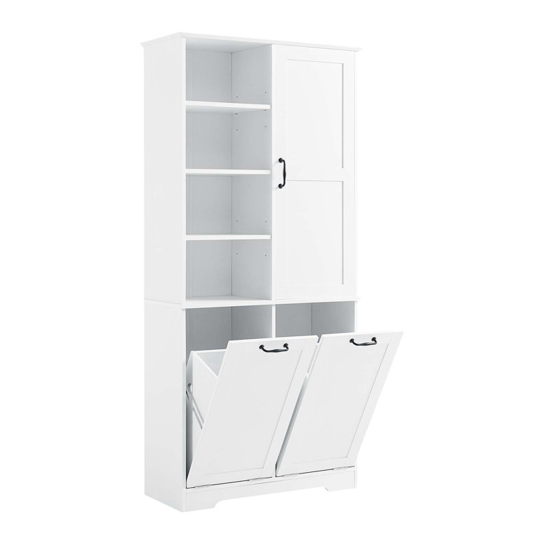 Freestanding Bathroom Storage Cabinet With Doors,  Drawers & Tilt-Out Laundry Hamper