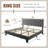 King Upholstered Bed Frame with Headboard, Button Tufted Linen Bed Base, Platform Bed with Wood Slat, Heavy Duty, Easy Assembly, No Box Spring Needed,Dark Grey-1760463004-1760463002