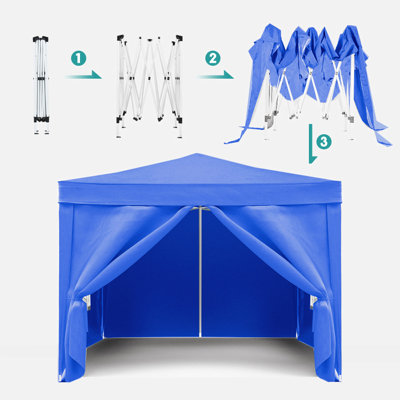 10'X10' Folding Canopy With 4 Removable Sidewalls Outdoor Event Shelter Upf 50+ Gazebo Portable Tents For Parties Beach Camping Wedding Ez Pop Up Canopy 4Pcs Weight Bag + Carry Bag