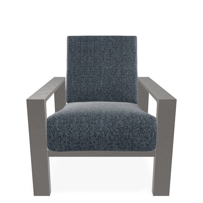 Chaise avec accoudoirs à coussin profond Larssen, Gris chaleureux, Restaurez l'indigo