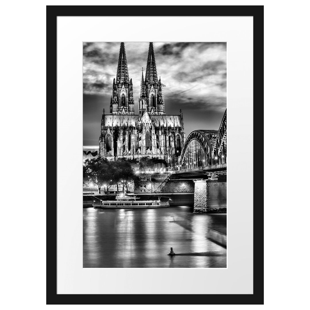 Gerahmtes Poster Hohenzollernbrücke bei Nacht