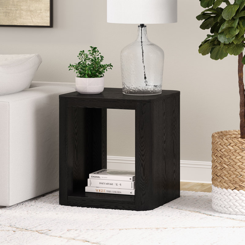 Notchietown 20" Wide Square Side Table, Black Grain