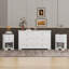 Ensemble de chambre à coucher 3 pièces à conception élégante et rétro, commode à 6 tiroirs et deux tables de chevet avec poignées en métal-873009211