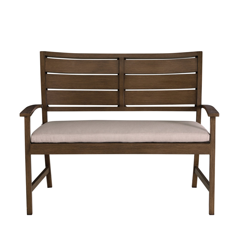Charleston Aluminum Garden Bench, Welt, Linen Dove, Oyster