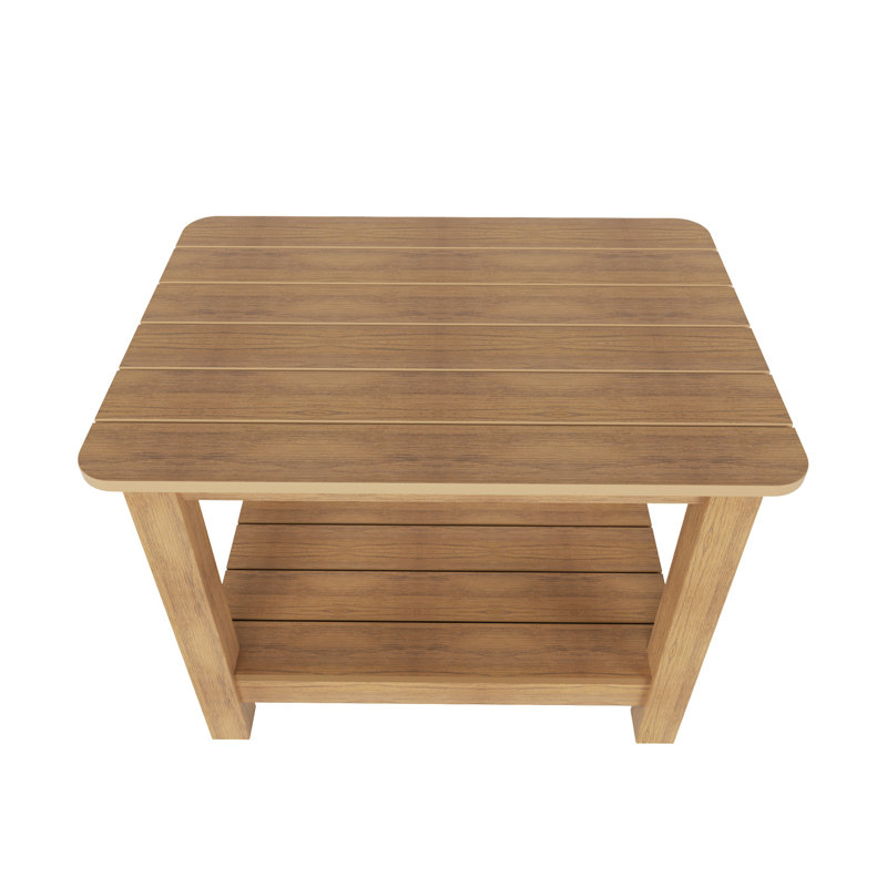 Arrlo Outdoor All-Weather Poly Side Table, Teak