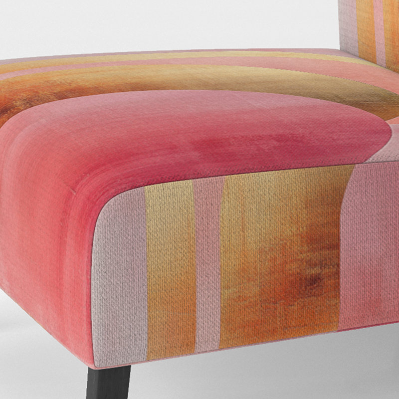Fauteuil de chambre abstrait et moderne revêtu de tissu d'ameublement abstrait - rosé et doré Arcs IV