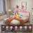 Upholstered Bed Frame, Fabric Headboard with LED Lights, Wooden Crossbar Support, No Box Spring Needed-1045576346-1045576350