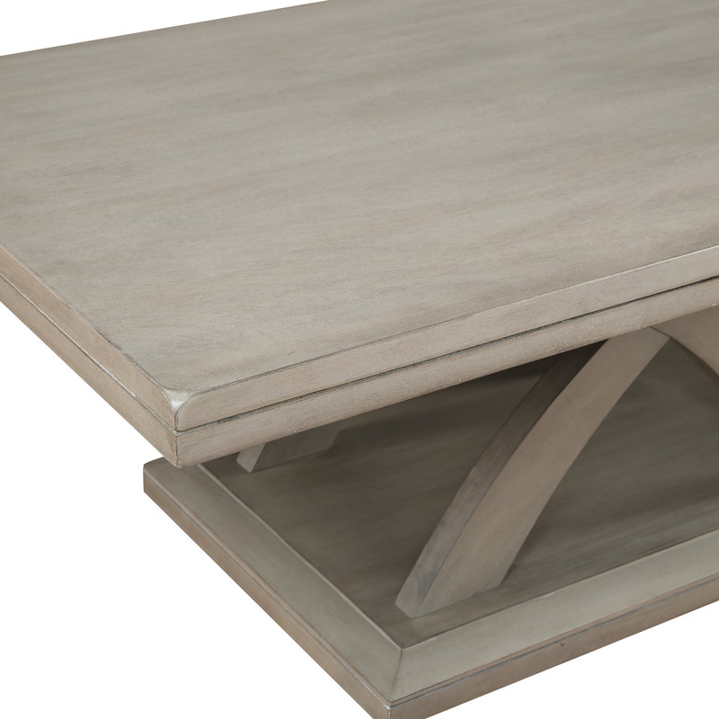 Table basse rectangulaire en bois massif et manufacturé Almeta, Gris clair