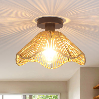 1- Light Rattan Flush Mount