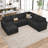 Seybert U Shaped Sofa Set Large Pullout Sofa Bed Modular Sectional Couch With Storage Ottoman-101956944