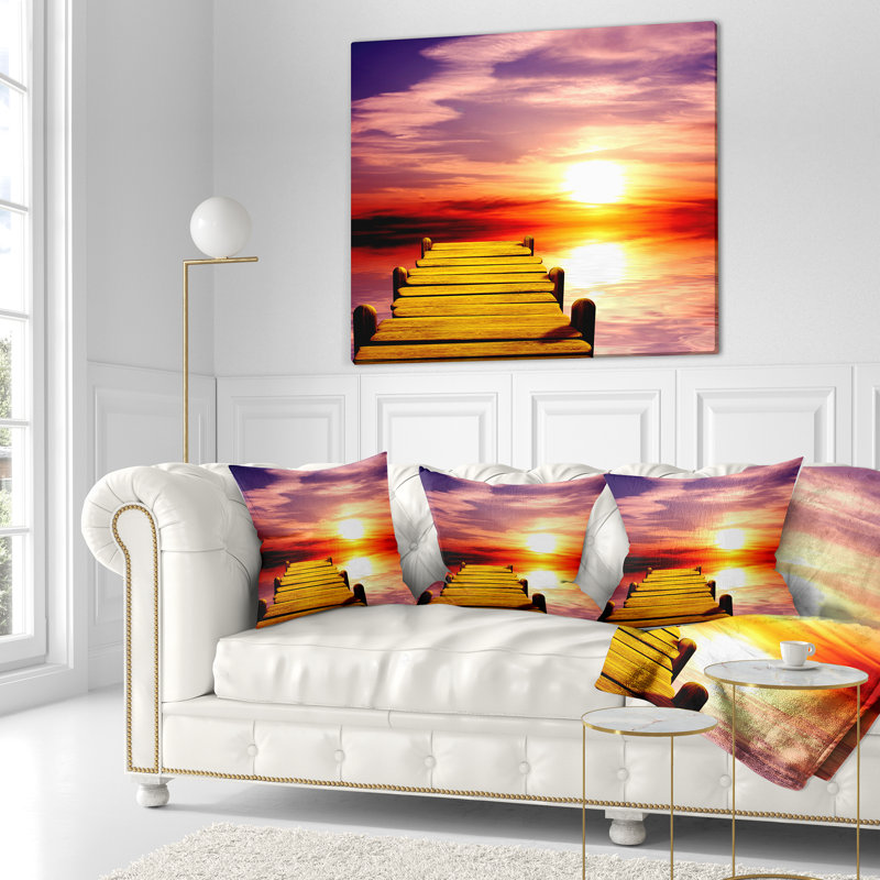 Coussin Burning Sunset in Blue Sky - Sea & Shore, 16 po x 1 po, Coussin décoratif