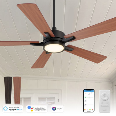 5 - Blade LED Smart Standard Ceiling Fan with Light,Living Room Fan,Quiet DC Motor