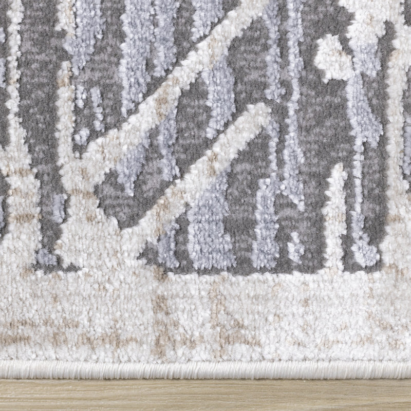 Tapis de salon en polypropylène gris résistant aux taches, Rectangle 2 pi 0 po x 3 pi 7 po