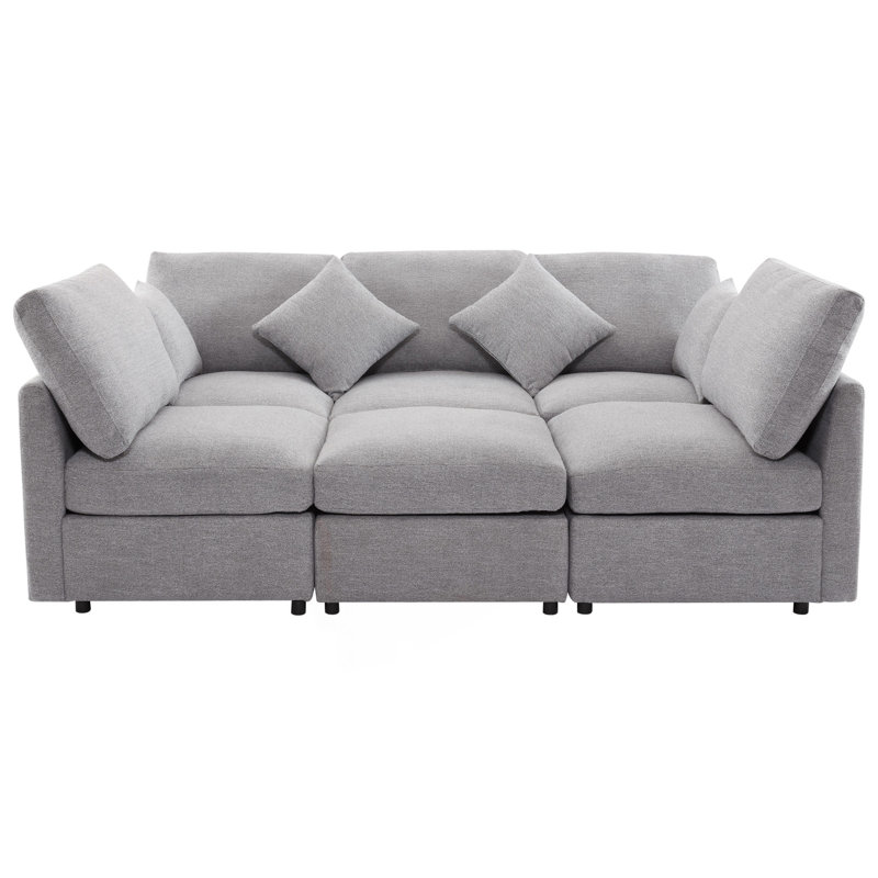 Canapé modulaire modulaire en U, Chenille gris pâle