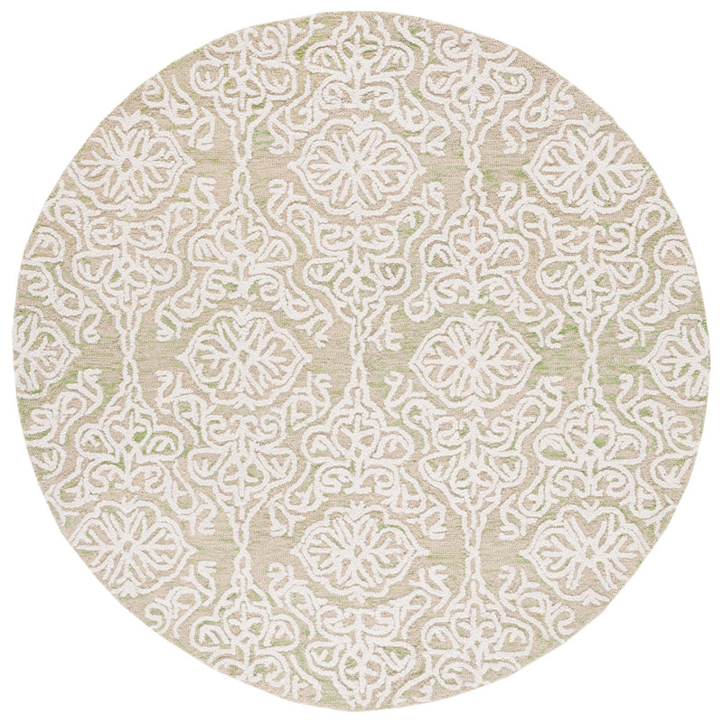 Tapis damassé en laine Anjaly, Rond 6 pi