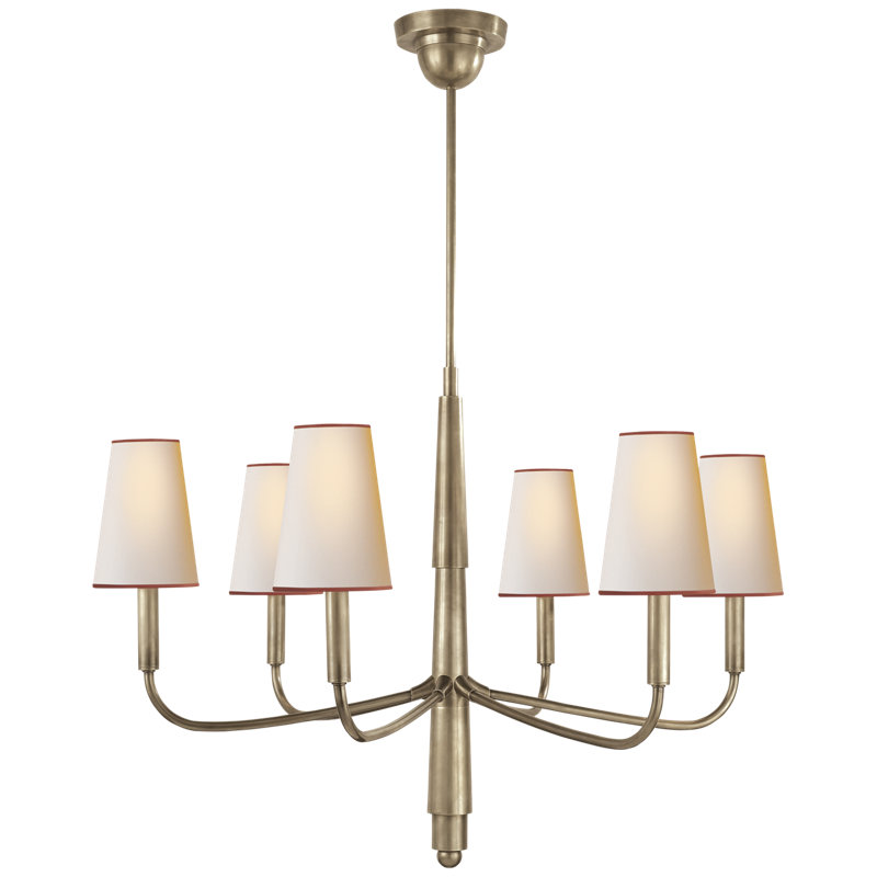Farlane 6 - Light Chandelier, Antique Nickel, White/Red