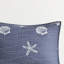 Literie réversible 4 pièces en coton bleu marine avec broderie, rembourrage matelassé double / grand, facile à nettoyer