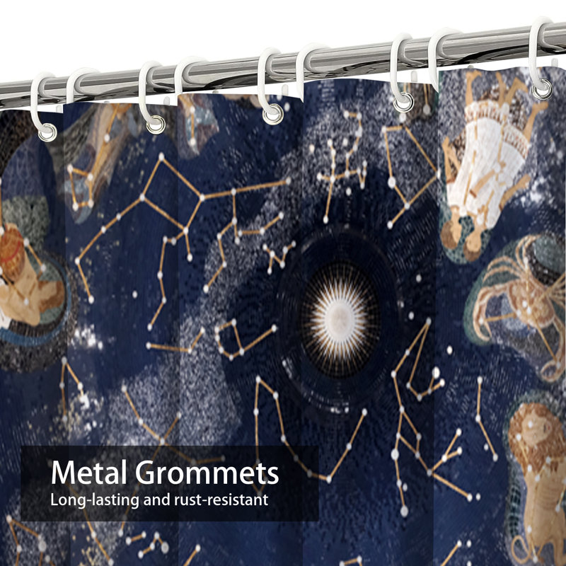 Rideau de douche à 12 crochets Night Sky, L 72 po x l 78 po
