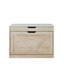 Banc de rangement pour chaussures l 27,5 po avec coussin, rangement à rabat, étagère à chaussures d'entrée naturelle-638138003