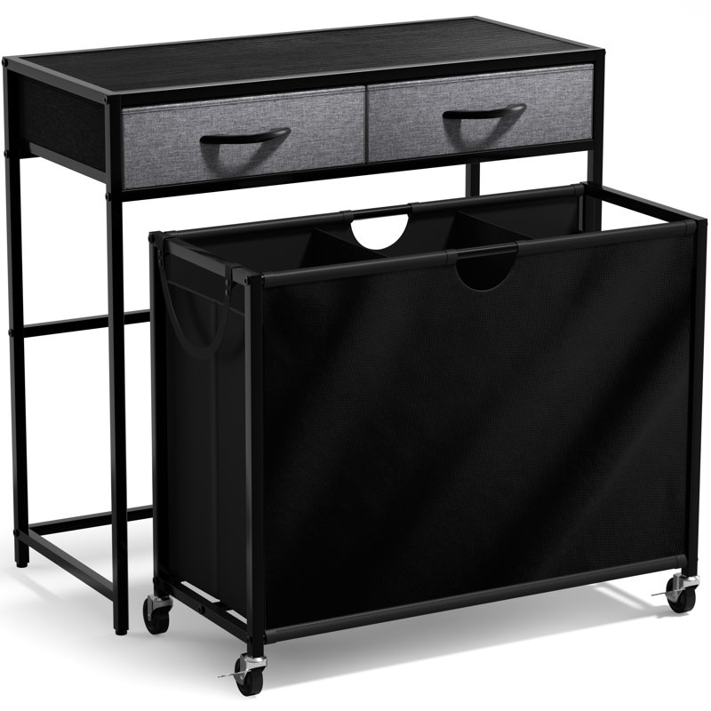 Commode à 3 tiroirs avec roulettes et 2 tiroirs Sorbus, noir / gris, Noir/gris