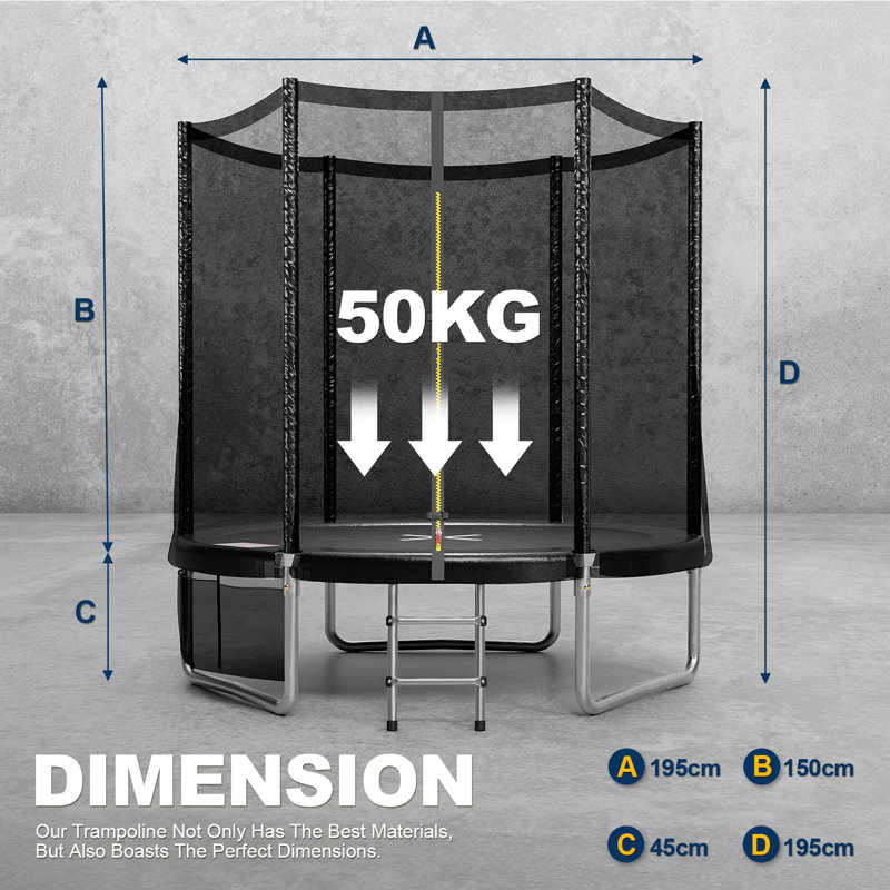 Maxway Furniture 195cm Hexagon Backyard Trampoline with Safety Enclosure