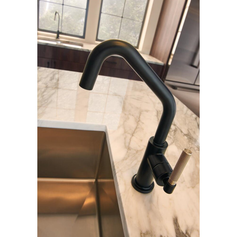 Litze® Bar Faucet with Angled Spout and Knurled Handle, Stainless