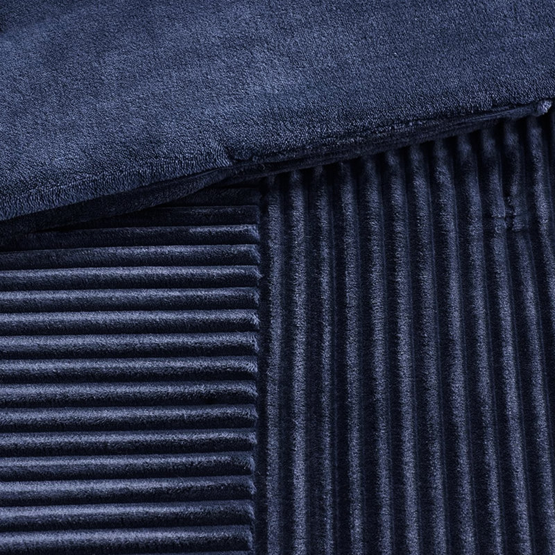 Édredon double / grand - bleu marine, couche extérieure nervurée, intérieur solide lavable à la machine, comprend 1 et 2 taies décoratives, rembourrage en duvet synthétique, surface douce, dossier, lavable avec