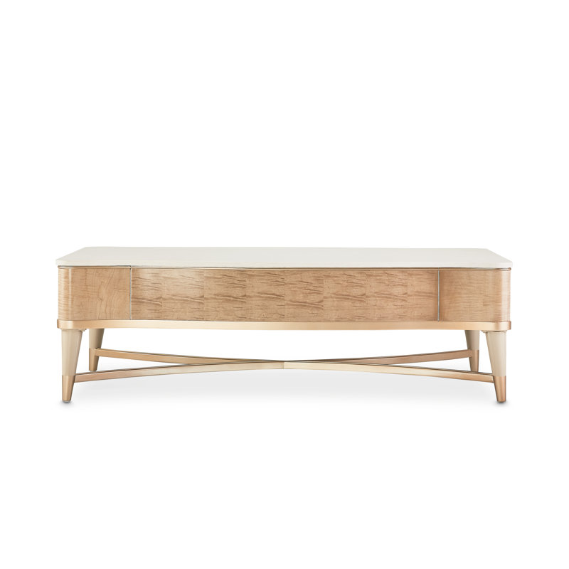 Malibu Crest Marble Coffee Table, Blush/Chardonnay/Creamy Pearl