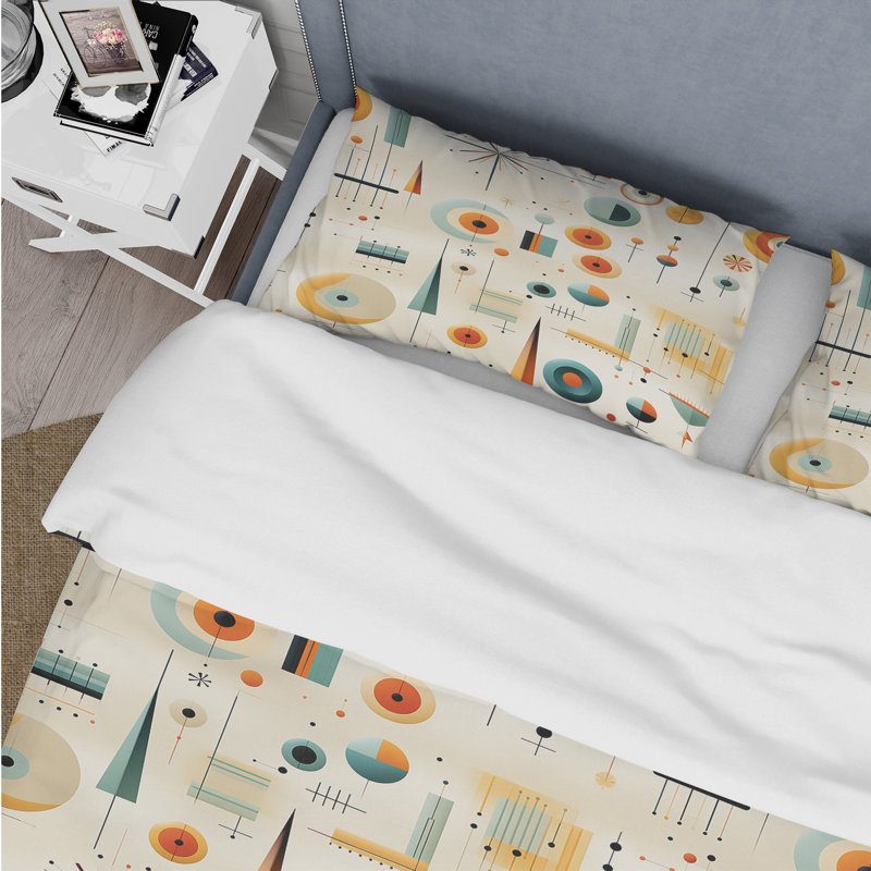 Literie Mid-Century, Housse de couette pour très grand lit et 2 très