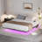Floating Bed Frame With LED Lights & Charging Station, Metal Platform Bed, 79.9'' L X 60.2'' W X 7.9'' H. (Bed)-807564679
