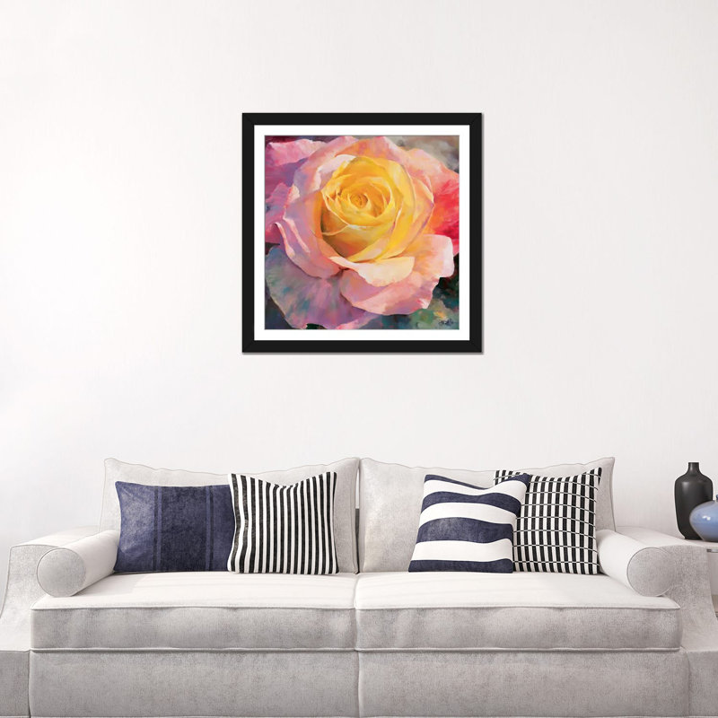 « fleur i », impression sur toile, Papier d'art encadré noir, Blanc, H 24 po x l 24 po x P 1 po