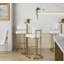 Tabouret de bar à hauteur fixe en métal doré et similicuir blanc - ensemble de 2
