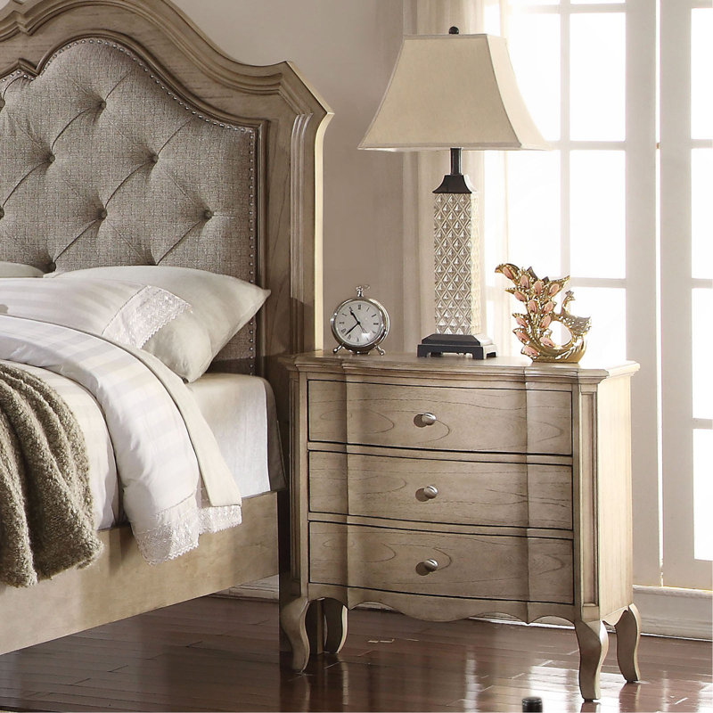 Table de chevet 3 tiroirs Antique Taupe, Taupe