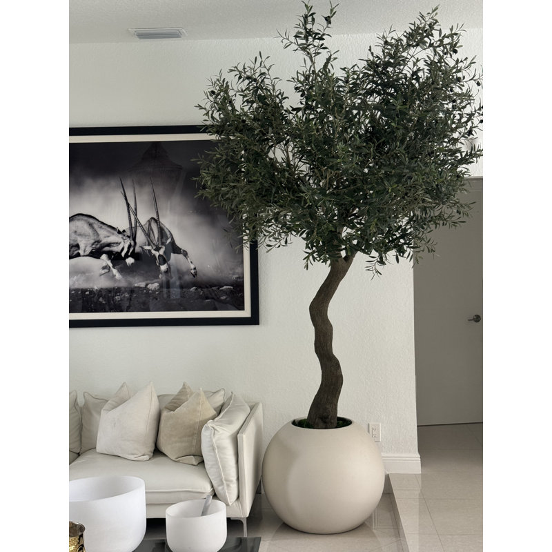 Artificial Olive Tree 30? Globe Planter, Beige